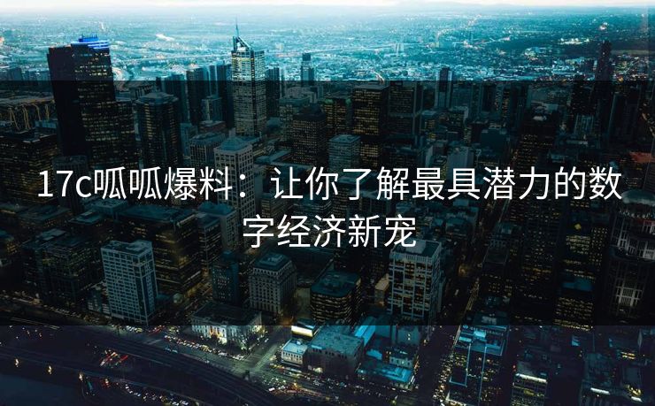 17c呱呱爆料：让你了解最具潜力的数字经济新宠